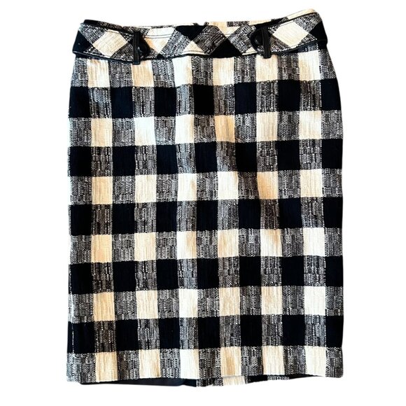 Compagna Monochromatic Check Old Money Classic Pencil Skirt - Picture 1 of 7